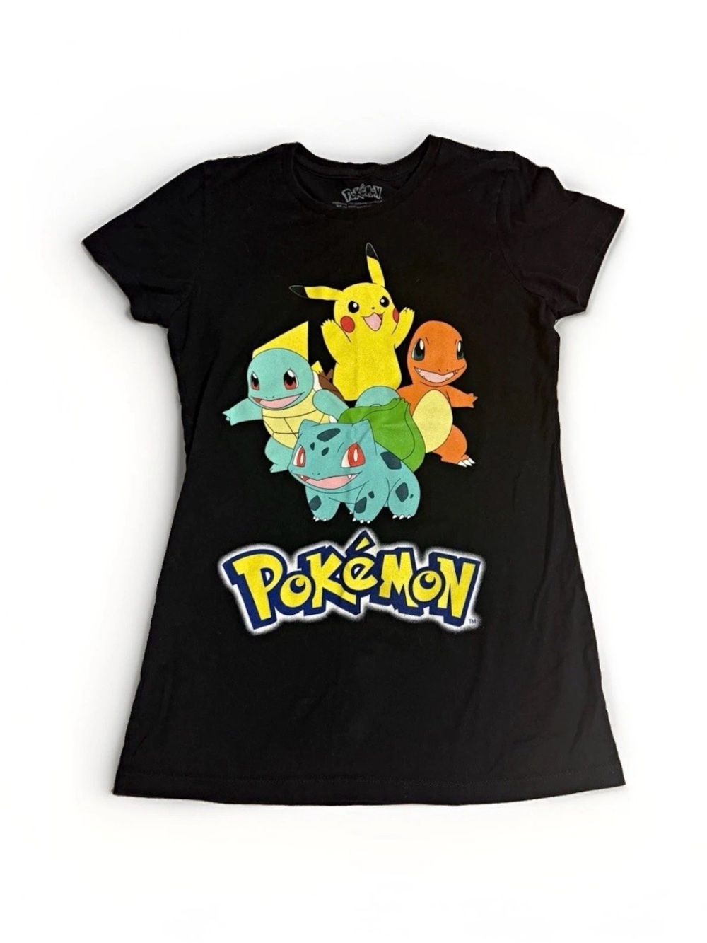 Women Pokemon Graphic Tee with Pikachu, Bulbasaur, Charmander, Squirtle Size Med